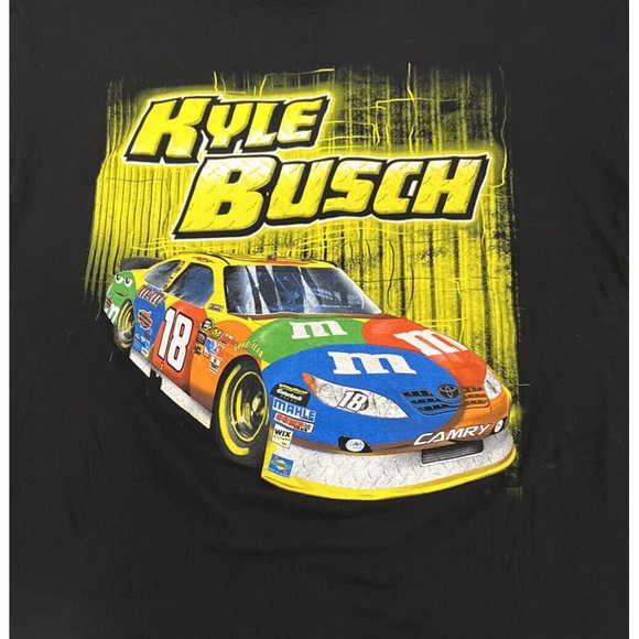 Kyle Busch XXL 2011 Tee Nascar #18 Suspended Racing Champion M&M Car Logo 2 side - Picture 1 of 16